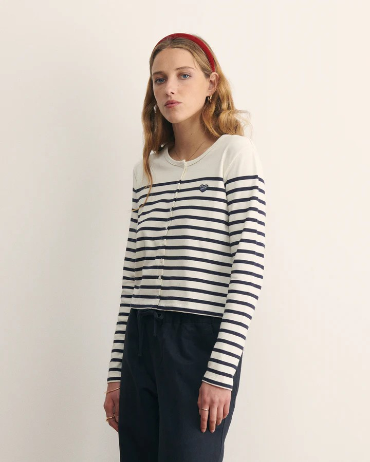 Patch Coeur Tolbiac Cardigan - Ivory Navy