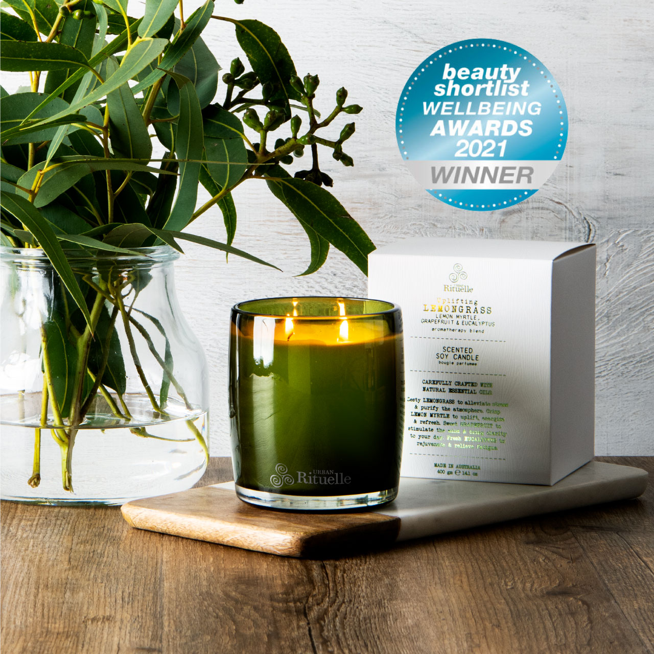 Lemongrass, Lemon Myrtle, Grapefruit & Eucalyptus Scented Soy Candle | 400gm