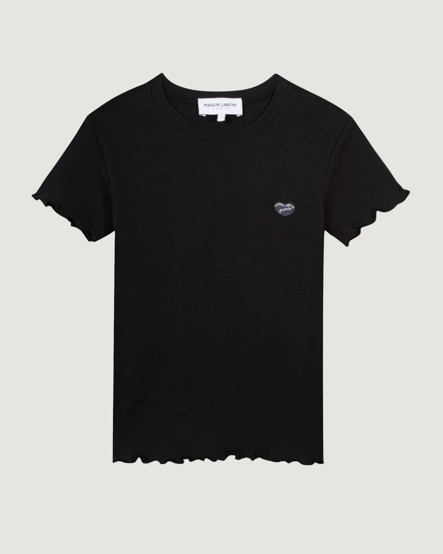 Patch Coeur Folies Ribbed T-Shirt - Black